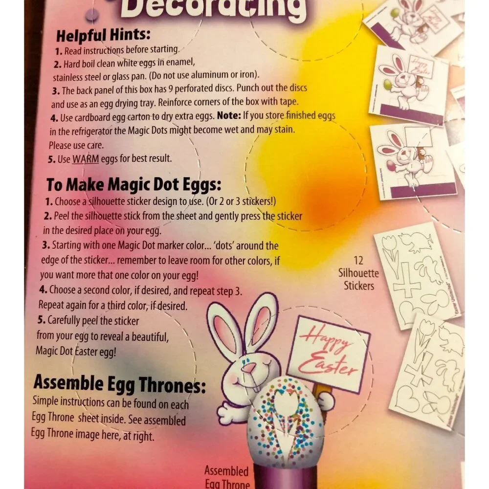 Easter Unlimited Egg Decorating Magic Dots NO Dye R J Rabbit Egg Stickers